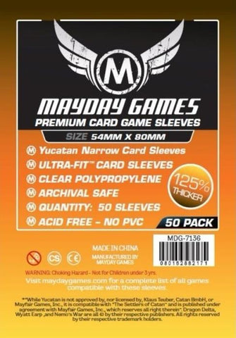 Mayday 54mm x 80mm Yucatan Narrow Board Game Sleeves x50