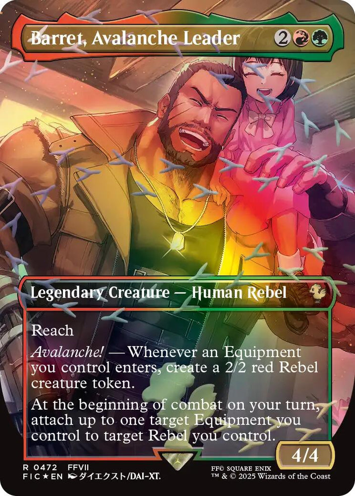 Barret, Avalanche Leader (Borderless) (Chocobo Track Foil) [FINAL FANTASY Commander]