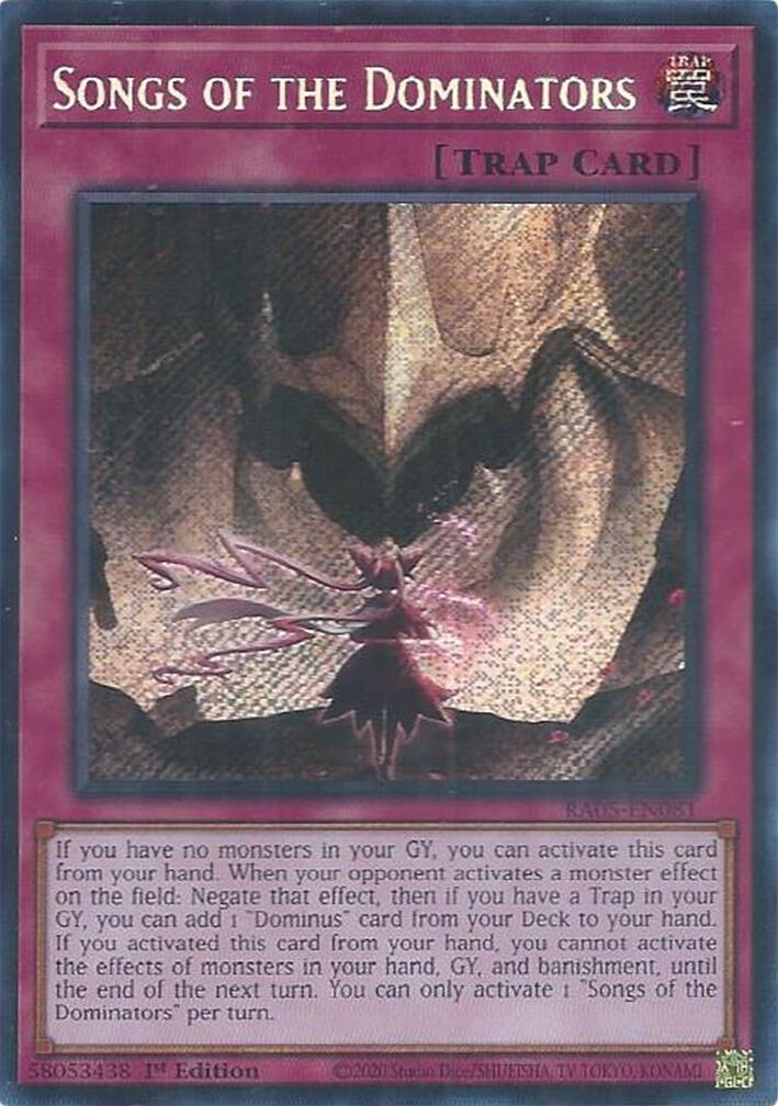 Songs of the Dominators (Secret Rare) [RA05-EN081] Secret Rare