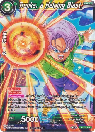 Trunks, a Helping Blast (Shop Tournament: Assault of Saiyans) (P-128) [Promotion Cards]