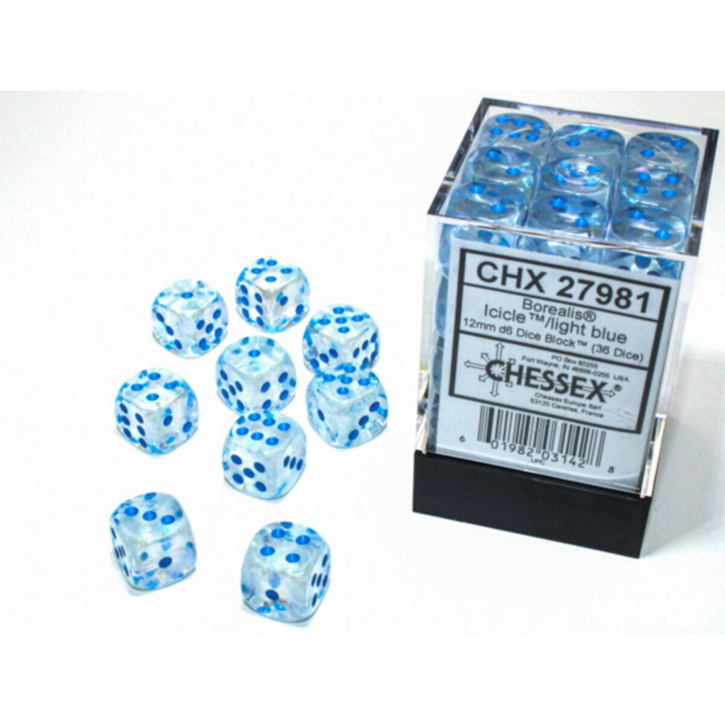 Chessex Dice Block 12mm D6 x36 - Borealis