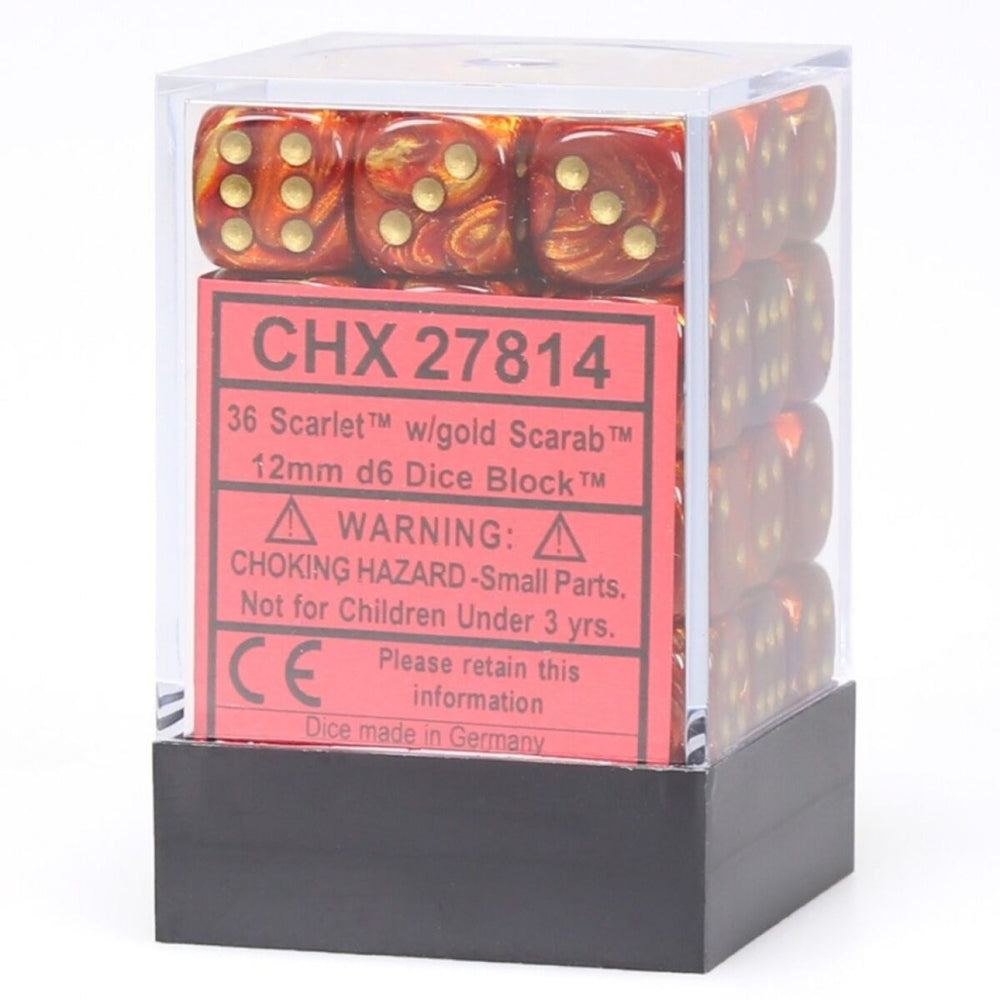 Chessex Dice Block 12mm D6 x36 - Scarab