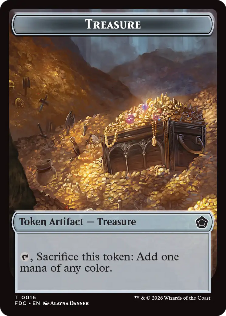 Dragon (0007) // Treasure Double-Sided Token [Foundations Commander Tokens]