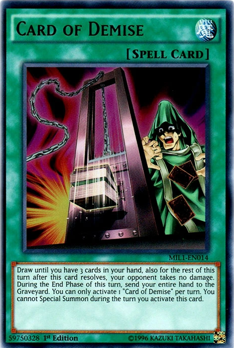 card of demise secret rare [MIL1-EN014] Ultra Material:Enduring Enchantments Bracket 2 Commander From the Shadow of Yu-Gi-Oh The New Challengers