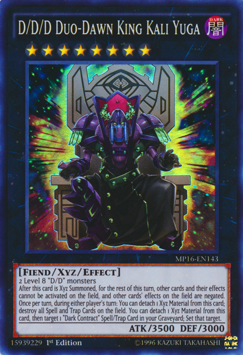 d/d/d xyz monsters D/D/D Duo-Dawn King Kali Yuga [MP16-EN143] Super Rare