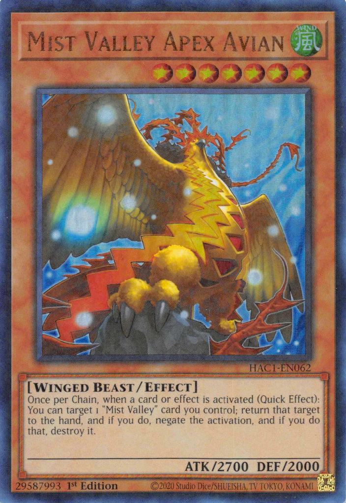 Mist Valley Apex Avian (Duel Terminal) [HAC1-EN062] Parallel Rare