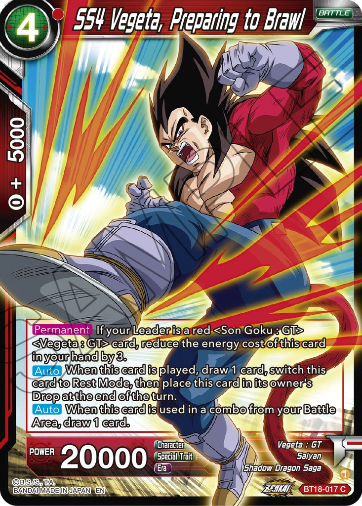 SS4 Vegeta, Preparing to Brawl (BT18-017) [Dawn of the Z-Legends]