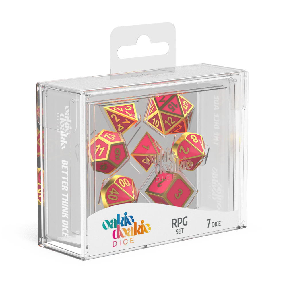 Oakie Doakie RPG 7 Dice Set - Solid Metal Glow in the Dark