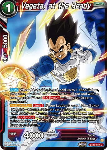 Vegeta, at the Ready (BT19-014) [Fighter's Ambition]
