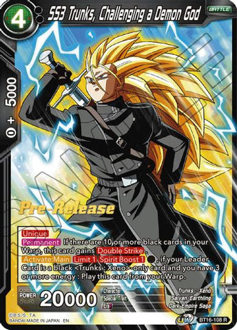SS3 Trunks, Challenging a Demon God (BT16-108) [Realm of the Gods Prerelease Promos]