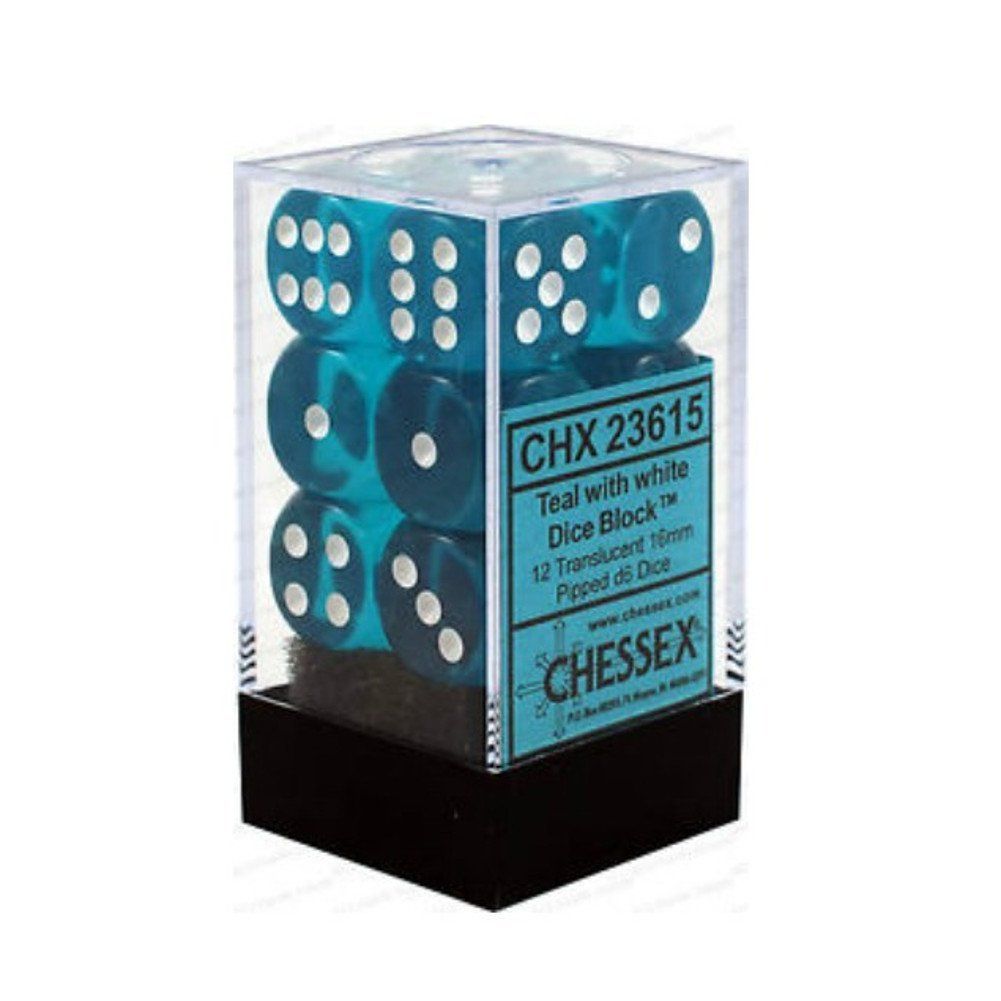 Chessex Dice Block 16mm D6 x12 - Translucent