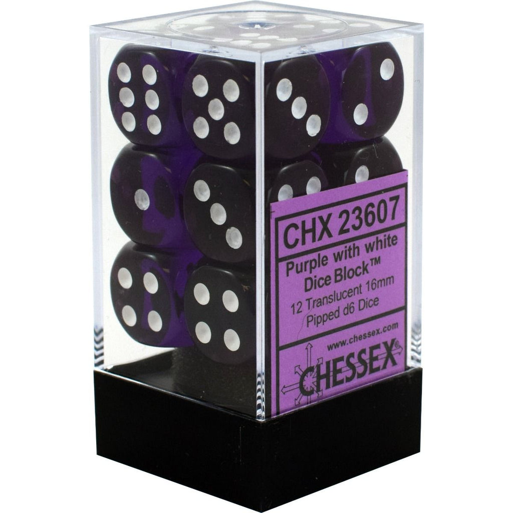 Chessex Dice Block 16mm D6 x12 - Translucent
