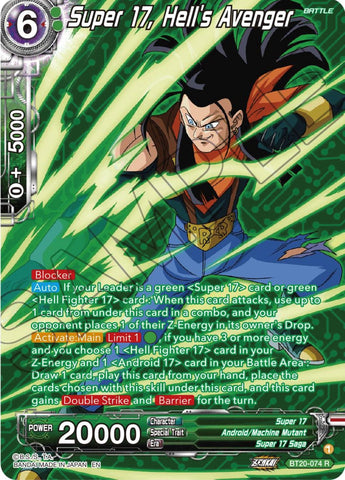 Super 17, Hell's Avenger (Silver Foil) (BT20-074) [Power Absorbed]