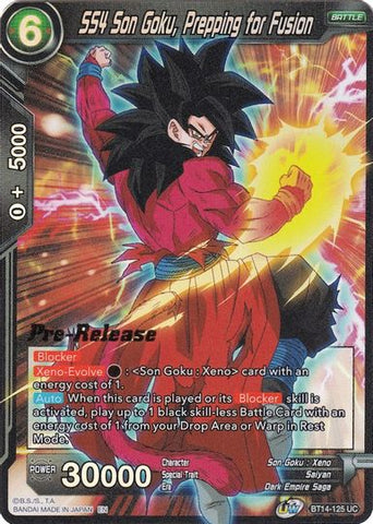 SS4 Son Goku, Prepping for Fusion (BT14-125) [Cross Spirits Prerelease Promos]