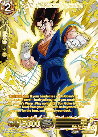 Vegito, Unexpected Separation (Gold-Stamped) (BT20-100) [Power Absorbed]