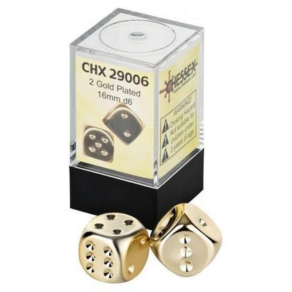 Chessex Metal Plated 16mm D6 x2