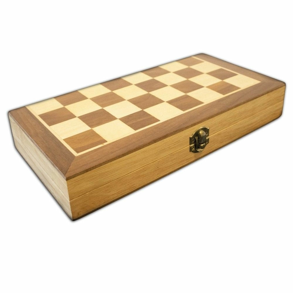 Let's Play Games Wooden Folding Chess/Checkers/Backgammon Set 30cm