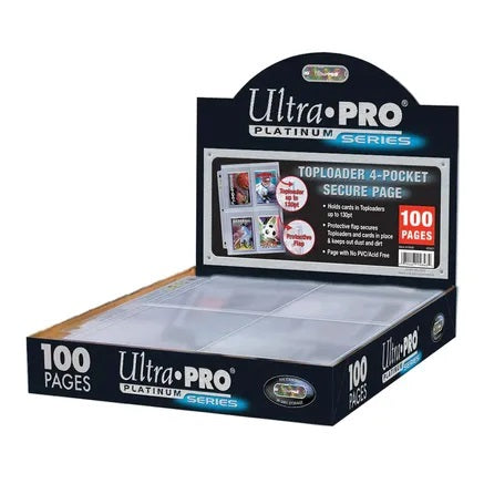 Platinum Series 4-Pocket Secure Pages for Toploaders (100-Pack) - Ultra Pro Protective Pages (UPPP)
