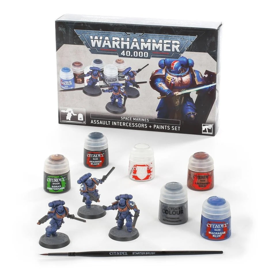 Space Marine Assault Intercessors and Paint Set