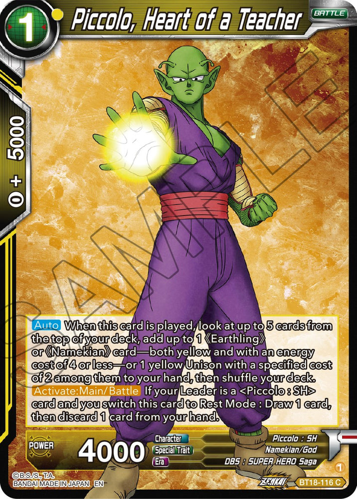 Piccolo, Heart of a Teacher (BT18-116) [Dawn of the Z-Legends]