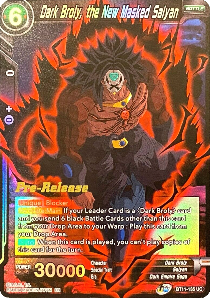 Dark Broly, the New Masked Saiyan (BT11-135) [Vermilion Bloodline Prerelease Promos]