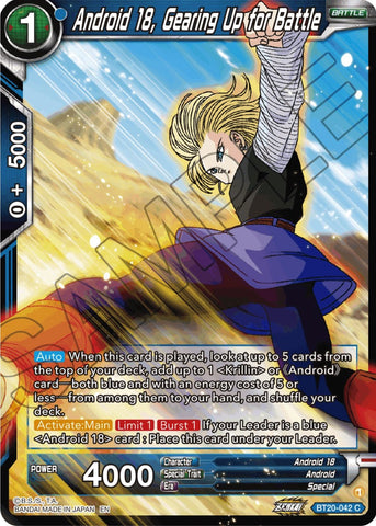 Android 18, Gearing Up for Battle (BT20-042) [Power Absorbed]