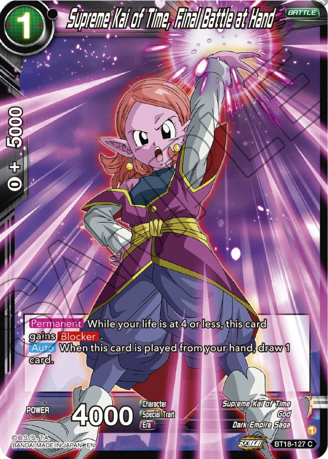 Supreme Kai of Time, Final Battle at Hand (BT18-127) [Dawn of the Z-Legends]