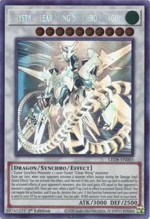 Crystal Clear Wing Synchro Dragon [LED8-EN005] Ghost Rare
