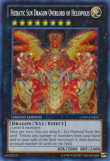 yugioh hieratic cards Hieratic Sun Dragon Overlord of Heliopolis [CT09-EN004] Secret Rare