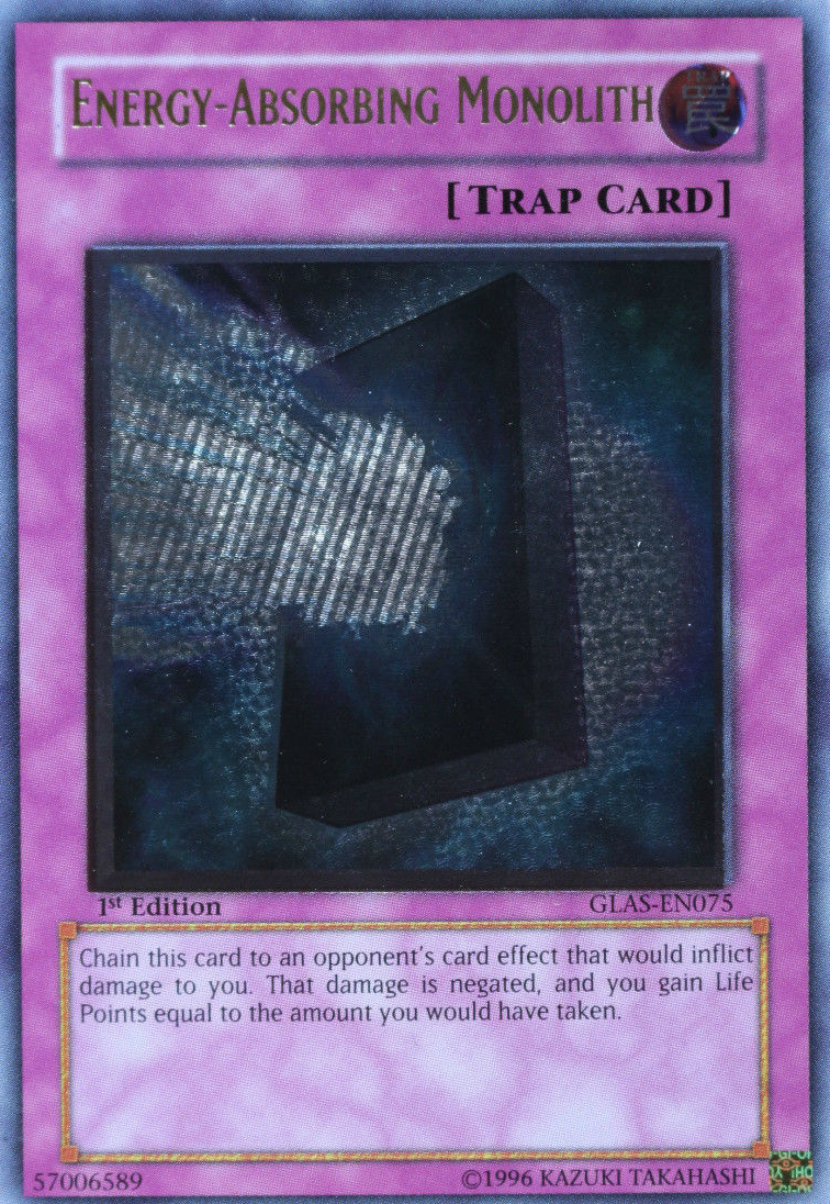 yugioh card that reverses life point damage Energy-Absorbing Monolith [GLAS-EN075] Ultimate Rare