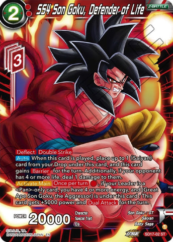 SS4 Son Goku, Defender of Life (SD17-02) [Dawn of the Z-Legends]