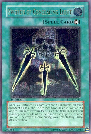 yugioh cards that change battle position Swords of Concealing Light [FET-EN042] Ultimate Rare