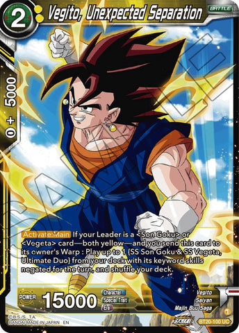 Vegito, Unexpected Separation (BT20-100) [Power Absorbed]